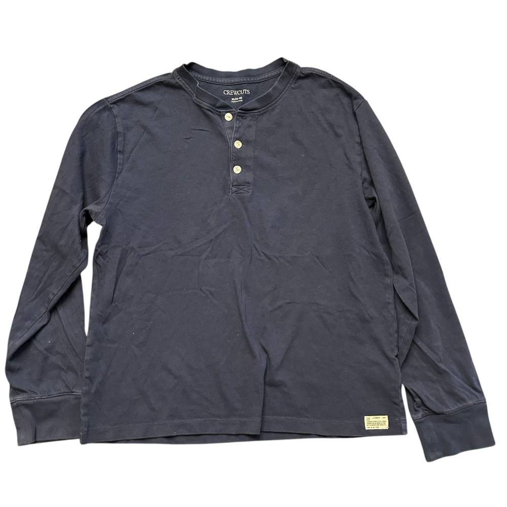 Crewcuts‎ J.Crew Boys Henley Shirt XL 12-13 Navy Blue Cotton Longsleeve (box 1)